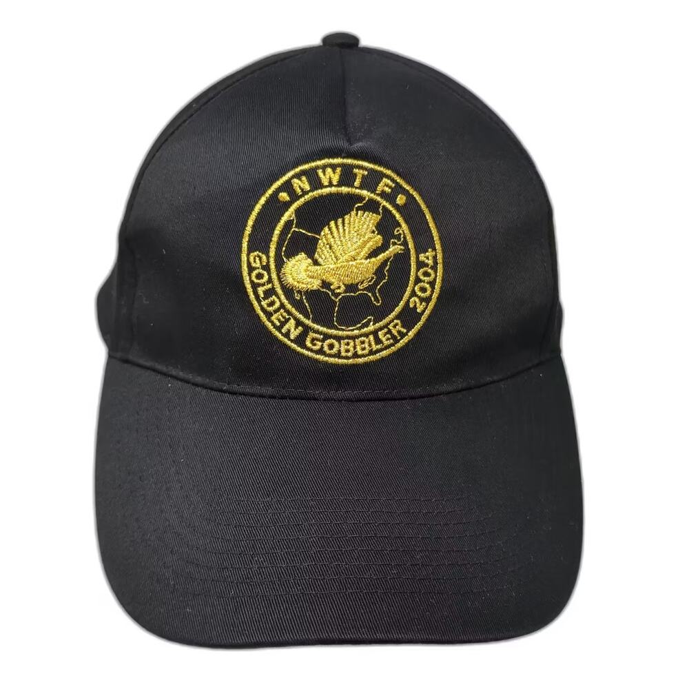 NWTF 5 Panel Hat Black Gold OS Slideback Golden Gobbler 2004 Empire Logo Cap